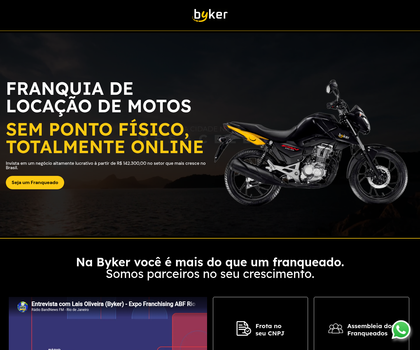 Página de franquias da Byker.