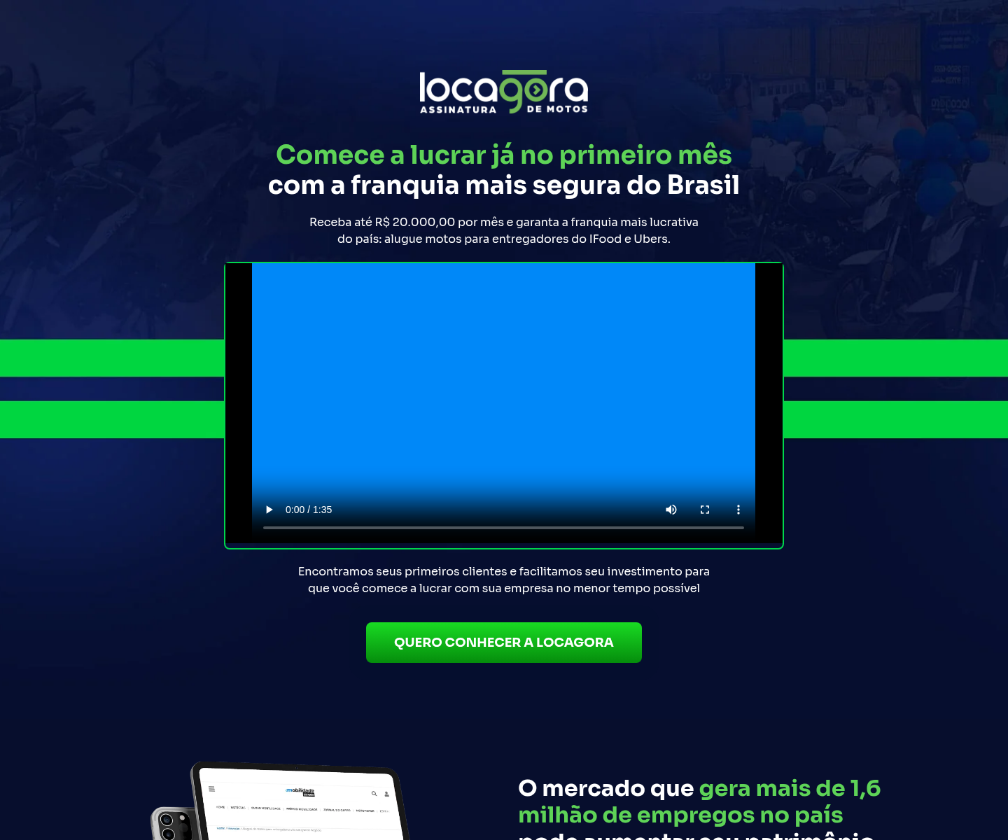 Página de franquias da LocaGora.