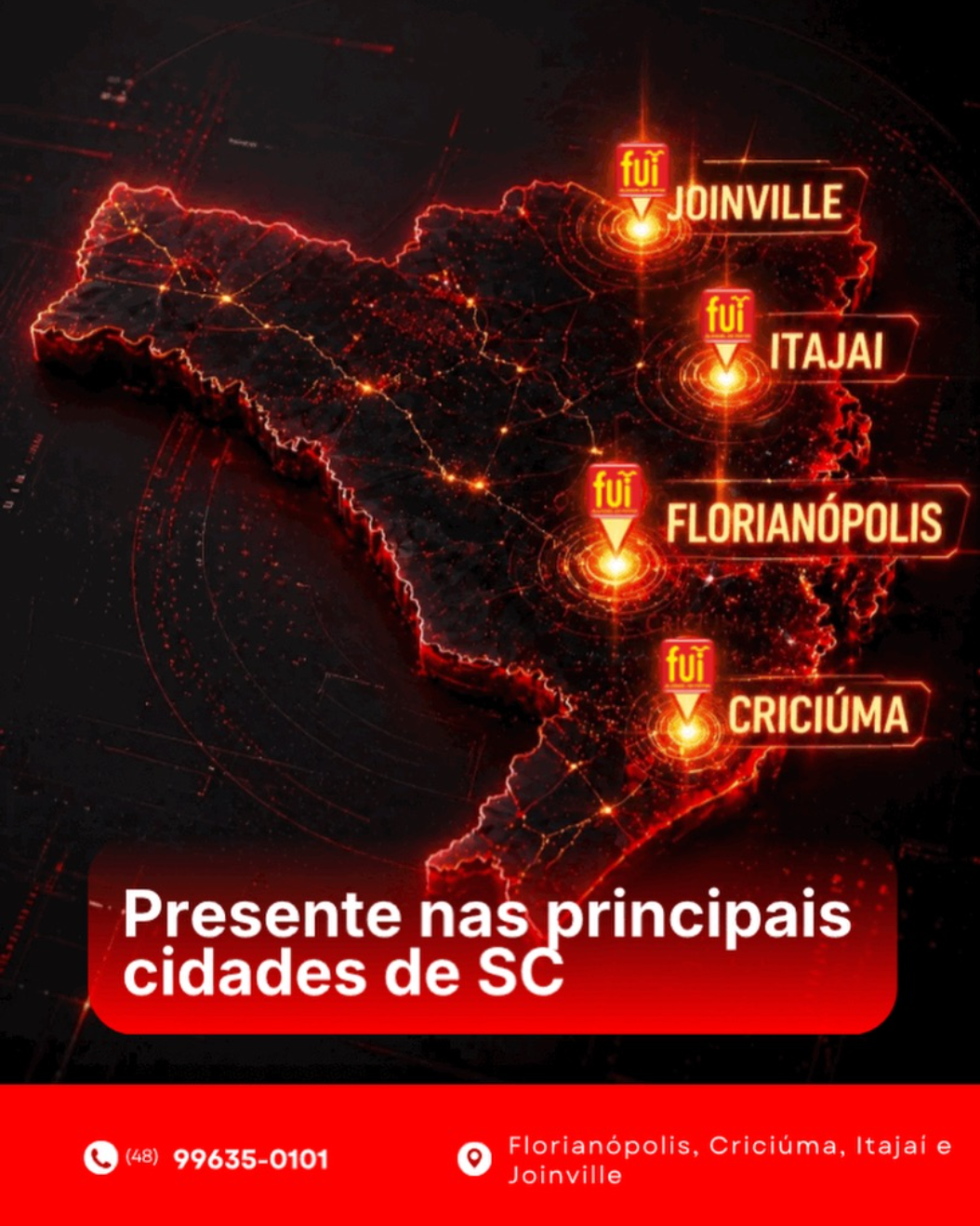 Post sobre presença regional em Santa Catarina.